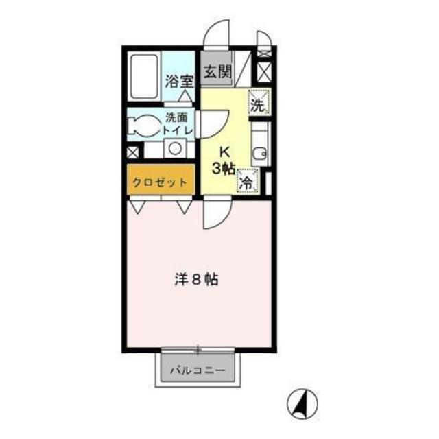 リベルテ豊田(1K/2階)の間取り写真