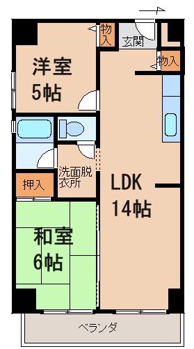 マンションポローニア(2LDK/3階)の間取り写真
