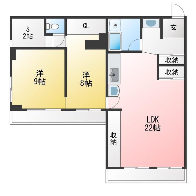 シャンボール伊勢佐木(2SLDK/8階)の間取り写真