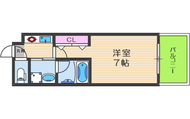 プレジール靭公園(1K/3階)の間取り写真