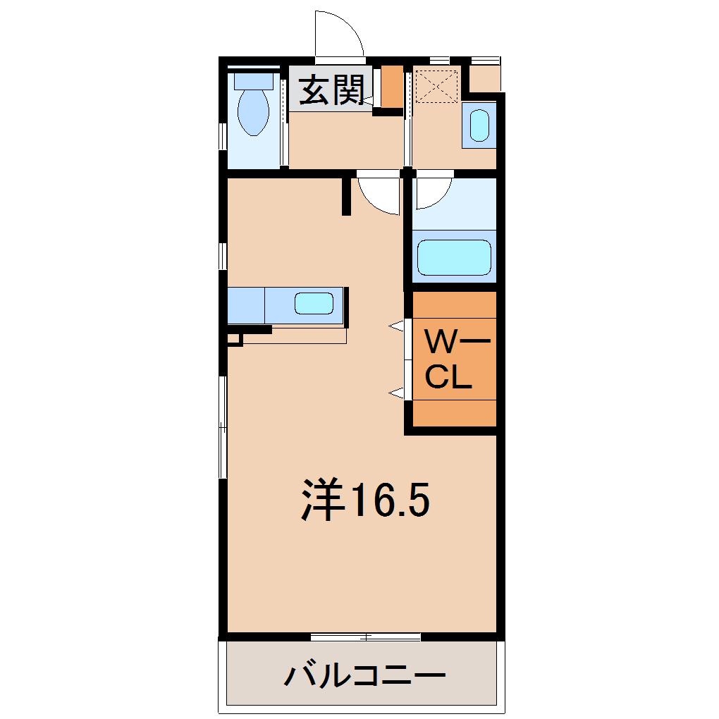 F・MIRAI(ワンルーム/2階)の間取り写真