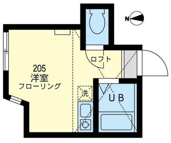 ユナイト根岸アルメニアの杜(ワンルーム/2階)の間取り写真