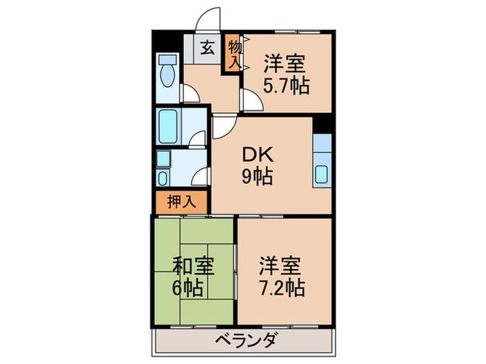 パティオ杁ヶ池(3DK/4階)の間取り写真