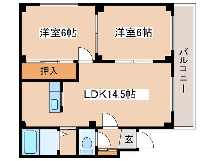ノース28(2LDK/4階)の間取り写真