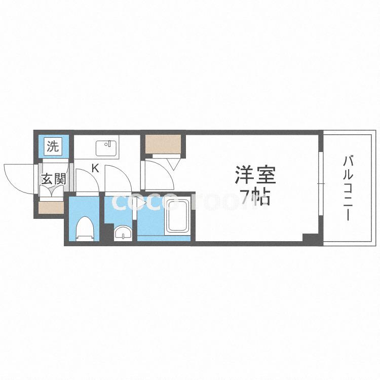 エスリード中之島ザ・コア(1K/7階)の間取り写真