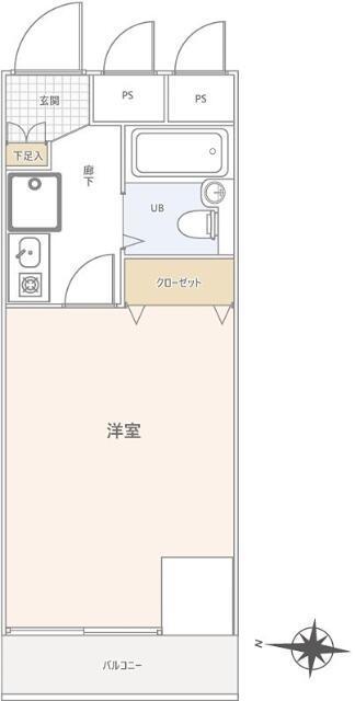 リベール国分寺(1K/4階)の間取り写真