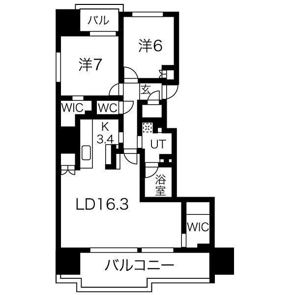 シティハウス円山(2LDK/2階)の間取り写真
