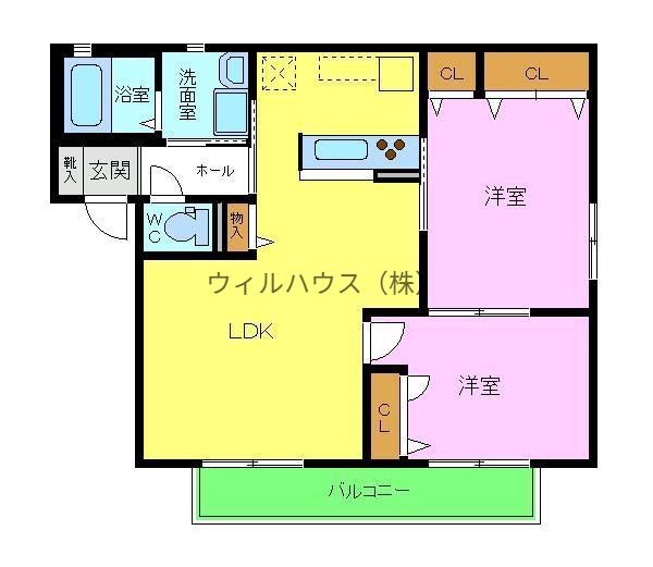 メゾン浜寺昭和町(2LDK/2階)の間取り写真