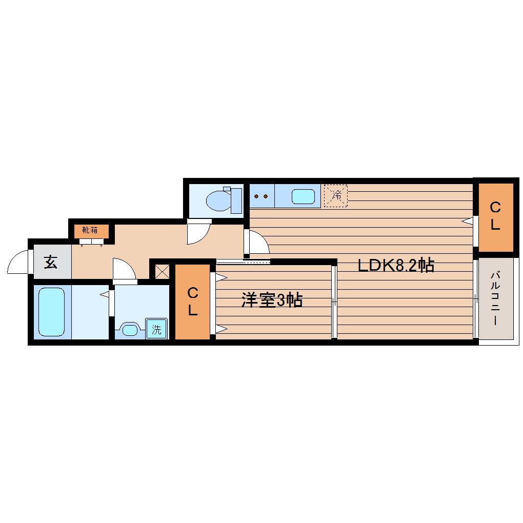 ポートI(1LDK/1階)の間取り写真