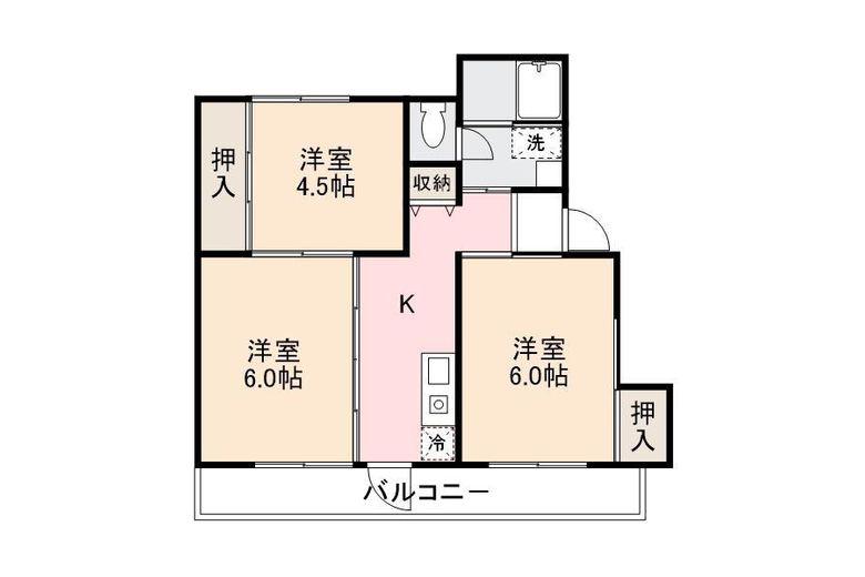 ヴィラナリー志度II(3K/3階)の間取り写真