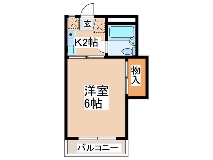 グリーンハイツ(ワンルーム/2階)の間取り写真