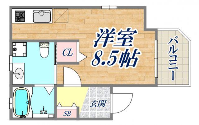EXSONIAFIVE(ワンルーム/1階)の間取り写真