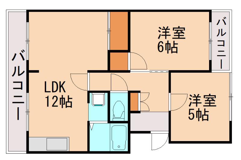 メモリー武供第一ビル(2LDK/2階)の間取り写真