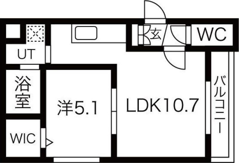 グランメール新道東駅I(1LDK/1階)の間取り写真