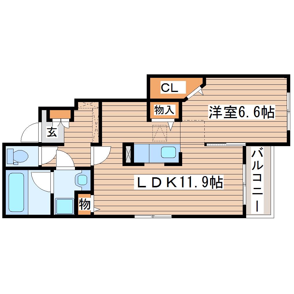 ラ・カンパネラIII(1LDK/1階)の間取り写真