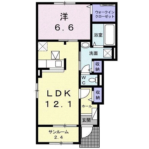 ヴィラ フィオーレ 川崎 II(1LDK/1階)の間取り写真