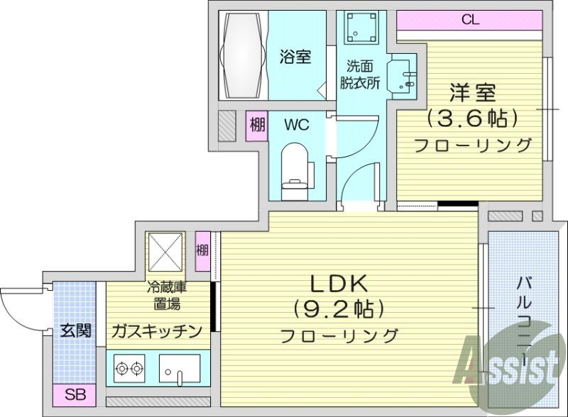 アリエッタ(1LDK/1階)の間取り写真