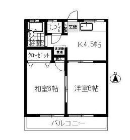 メゾンプラム(2K/2階)の間取り写真