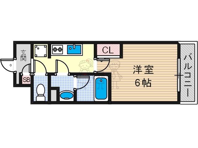 トーシン文の里(1K/6階)の間取り写真