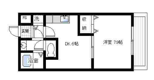 リヴェール弐番館(1DK/1階)の間取り写真