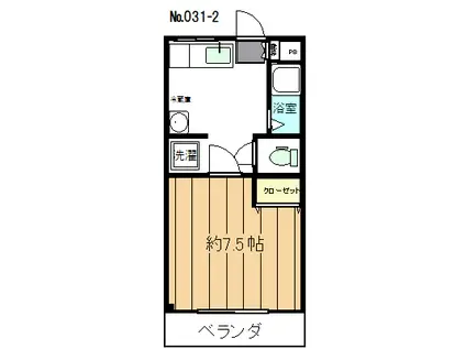 MハイツII(1K/1階)の間取り写真