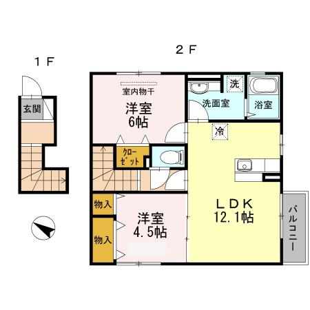 オーシャン セブンII(2LDK/2階)の間取り写真