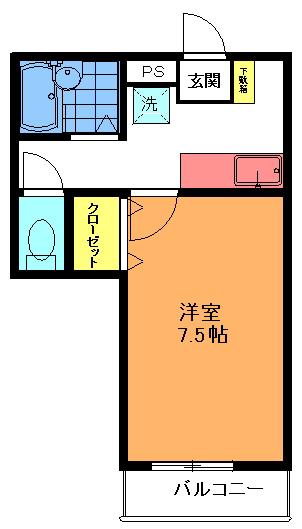 ピークハイム和光G(1K/1階)の間取り写真