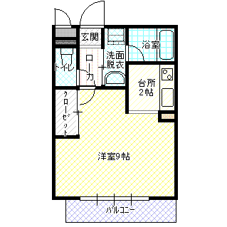 サンモール高場(ワンルーム/2階)の間取り写真