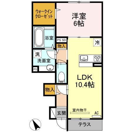 R-GARDEN(1LDK/1階)の間取り写真