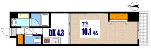 グラシア 幟町(1DK/2階)の間取り写真