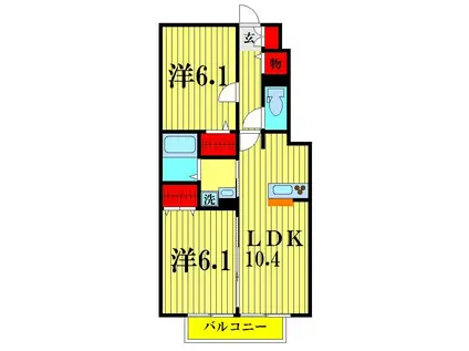 ローズヒル(2LDK/1階)の間取り写真