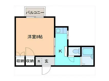 プルティエI(1K/1階)の間取り写真