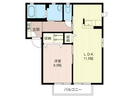 ベルナティオA(1LDK/1階)の間取り写真