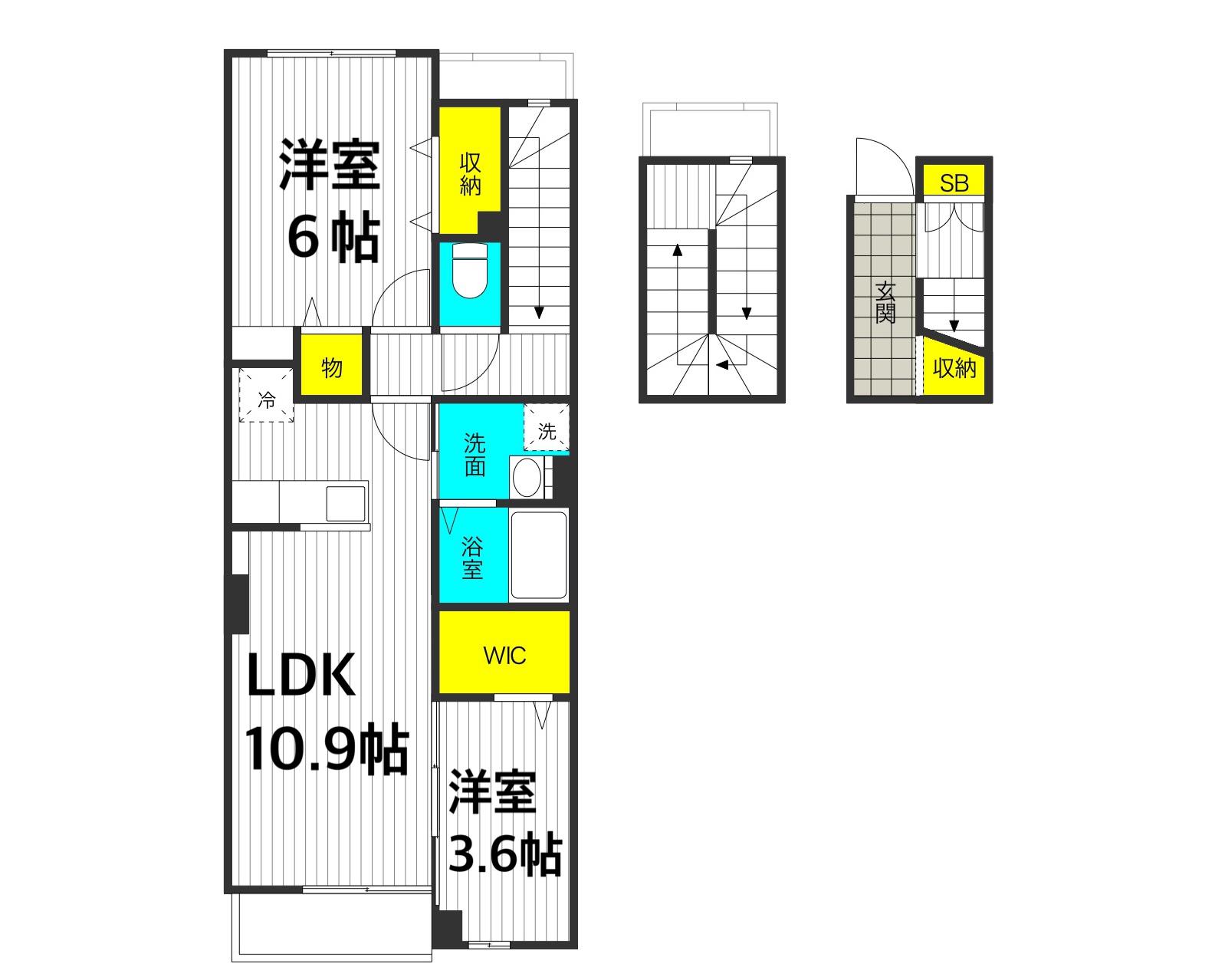 スナグレジデンスSー1(2LDK/3階)の間取り写真
