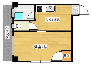 本町ビル(1DK/3階)の間取り写真