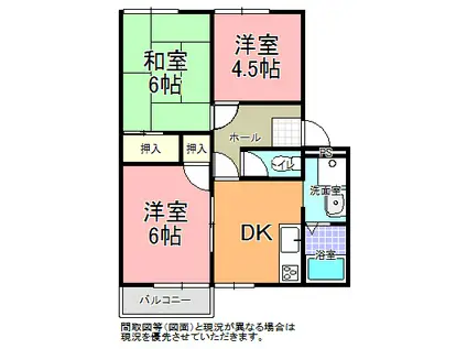 アネックス元吉田 B棟(3DK/1階)の間取り写真