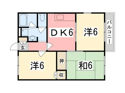 スマイル伊保III棟(3DK/2階)の間取り写真