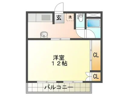 栗真ロイヤルハイツ 西棟(1DK/1階)の間取り写真