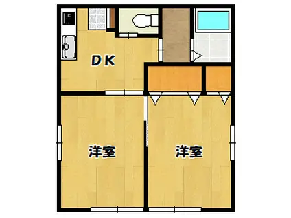 ハピネス土居(2K/2階)の間取り写真