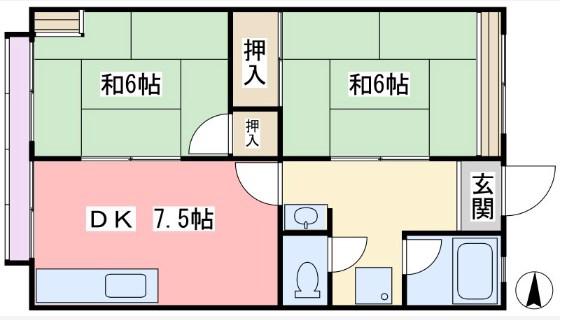 コーポ澤田(2DK/2階)の間取り写真