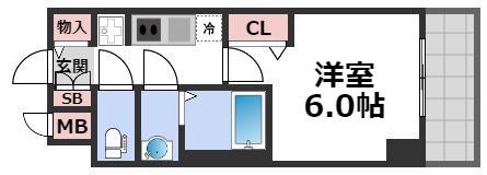 プレサンス松屋町ヴィゴラス(1K/3階)の間取り写真