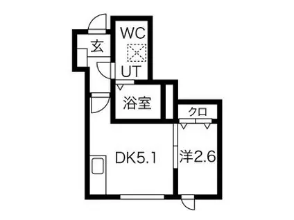 メリディアン国見(1DK/1階)の間取り写真