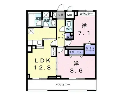 アーブルブリエ(2LDK/3階)の間取り写真