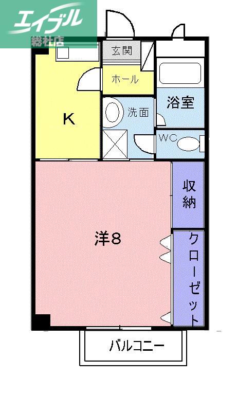 ファミール・ビラA(1DK/2階)の間取り写真
