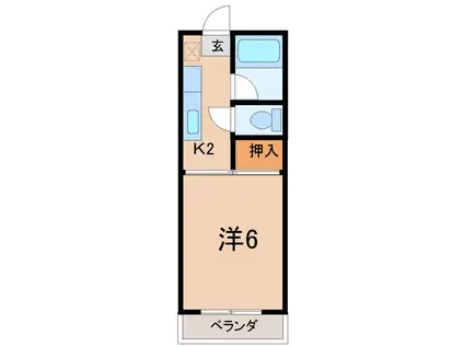 ビューハイツA(1K/2階)の間取り写真