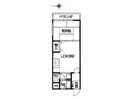 リードサザン霞ヶ丘(1LDK/2階)の間取り写真