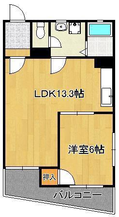 江崎ビル(1LDK/3階)の間取り写真