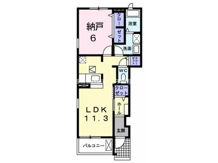 カーサ・フェリチェII(1LDK/1階)の間取り写真