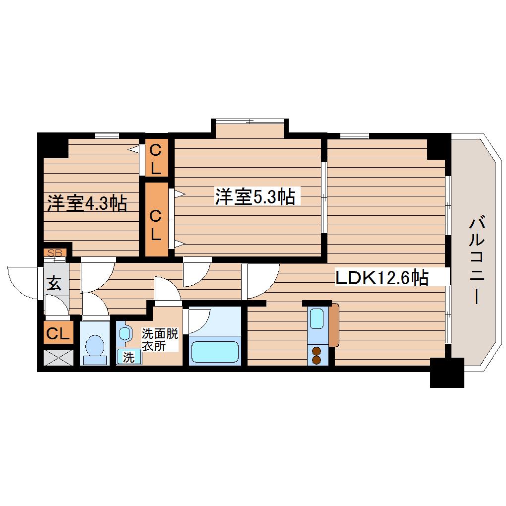 ガーデンロッジII(2LDK/3階)の間取り写真