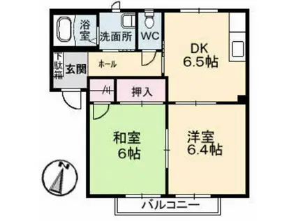 パストラルA棟(2DK/2階)の間取り写真